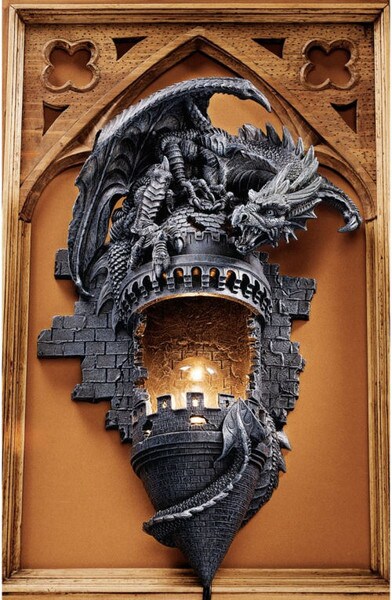 Dragons Castle Lair Wall Sconce Lighting Lamp Decorative Statuary Gothic
